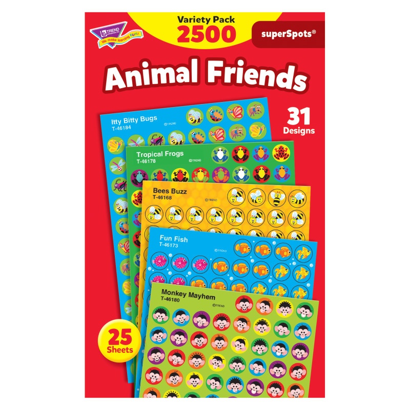 Animal Friends Variety Pk Super Spots/Shapes Stickers