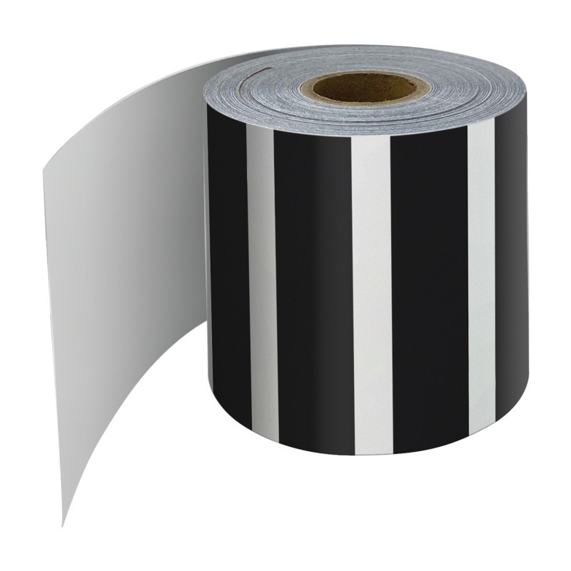 Blk & Wht Verticl Stripe Roll Bordr