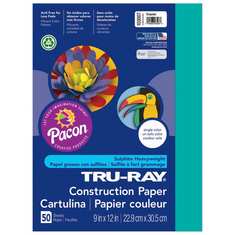 Tru Ray 9 X 12 Turquoise 50 Sht Construction Paper
