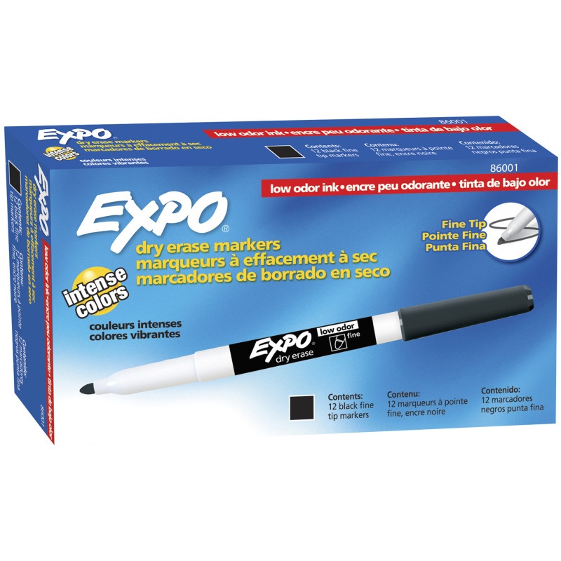 Box Of 12 Blk Expo Low Odor Dry Erase Markers