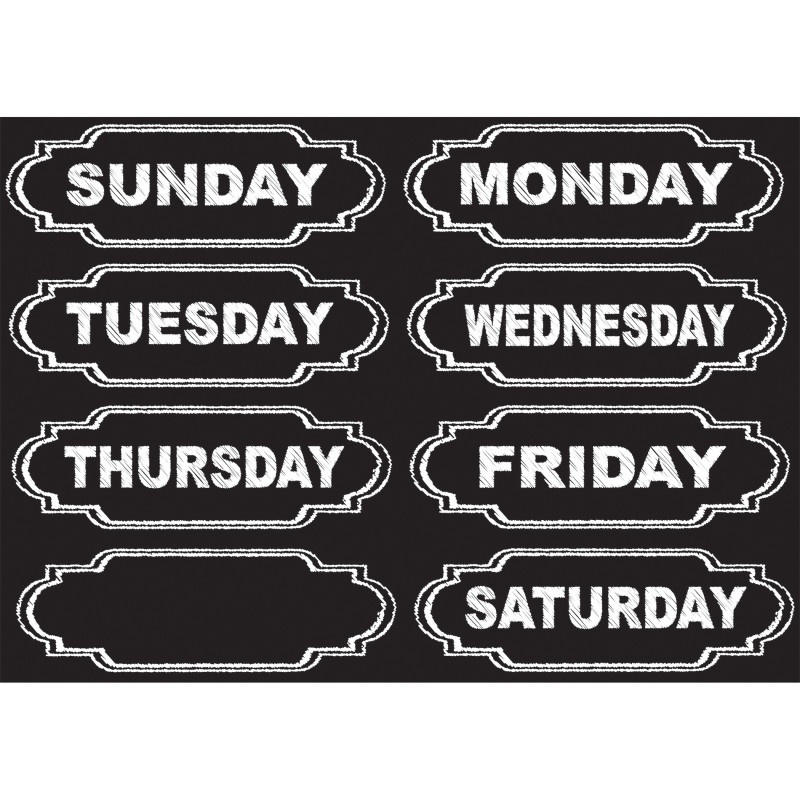 Die-Cut Magnets Chalkboard Days Of The Week