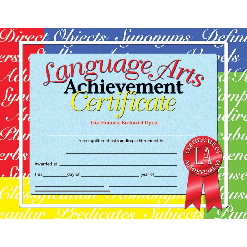 Certificates Language Arts 30/Pk 8.5 X 11 Inkjet Laser
