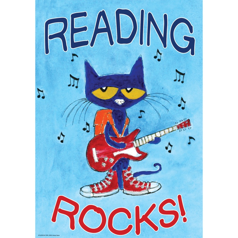 Pete The Cat Reading Rocks Poster Positive
