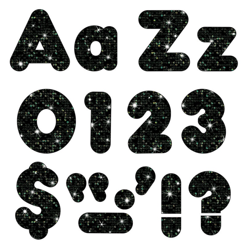 Black Sparkle 4In Combo Pack Uppercase Lowercase