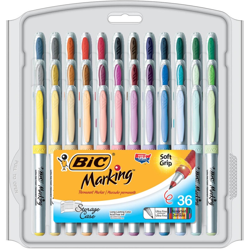 Bic Marking Permanent Markers 36Pk Ultra Fine Point Asstd Color