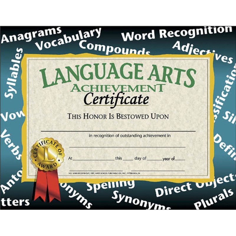 Certificates Language Arts 30/Pk Achievement 8.5 X 11