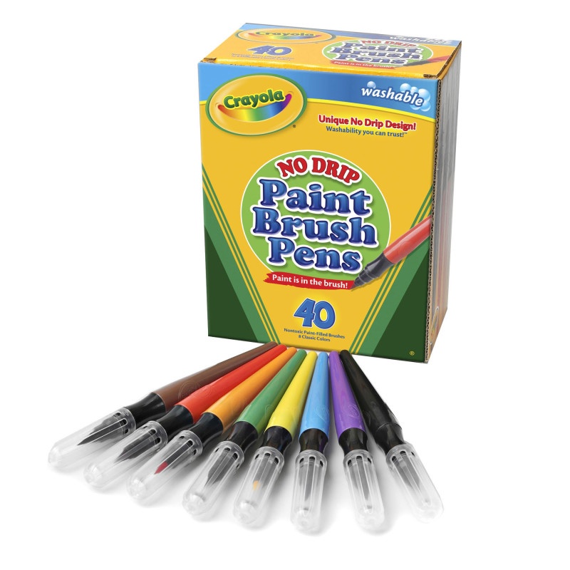 No Drip Paint Brush Pens 40Ct Washable