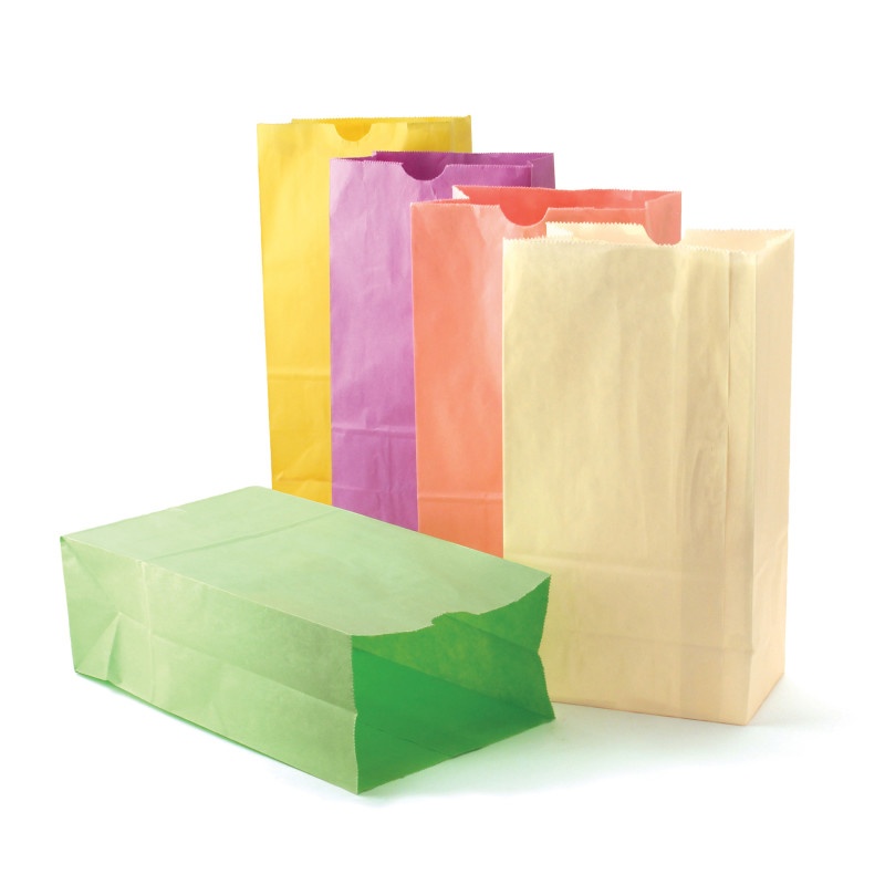 Colorful Paper Bags Sz6 Pastel Assorted Colors