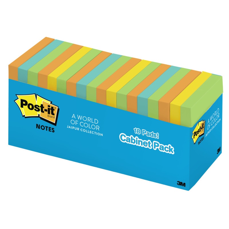 Post It Notes 3X3 18/Cabinet Pk Jaipur Collection 100 Sheets/Pad