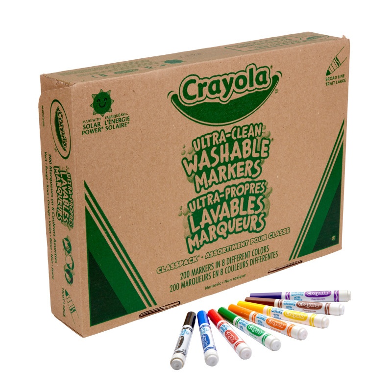 Crayola Washable Markers Classpack 200Ct 8 Colors Broad Line