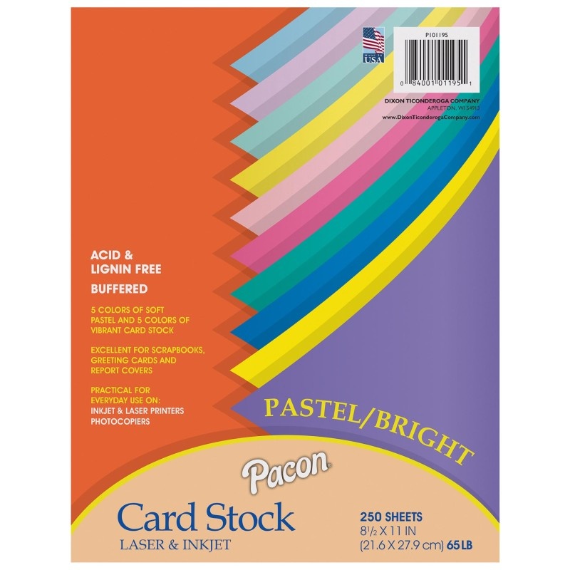 Pastel & Bright Card Stock Assrtmnt 250 Sheets