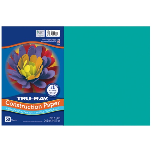 Tru Ray 12 x 18 Turquoise 50 Sht Construction Paper
