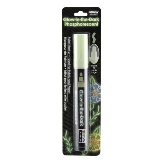 Marvy Glow In Dark Green Fabric Marker Carded