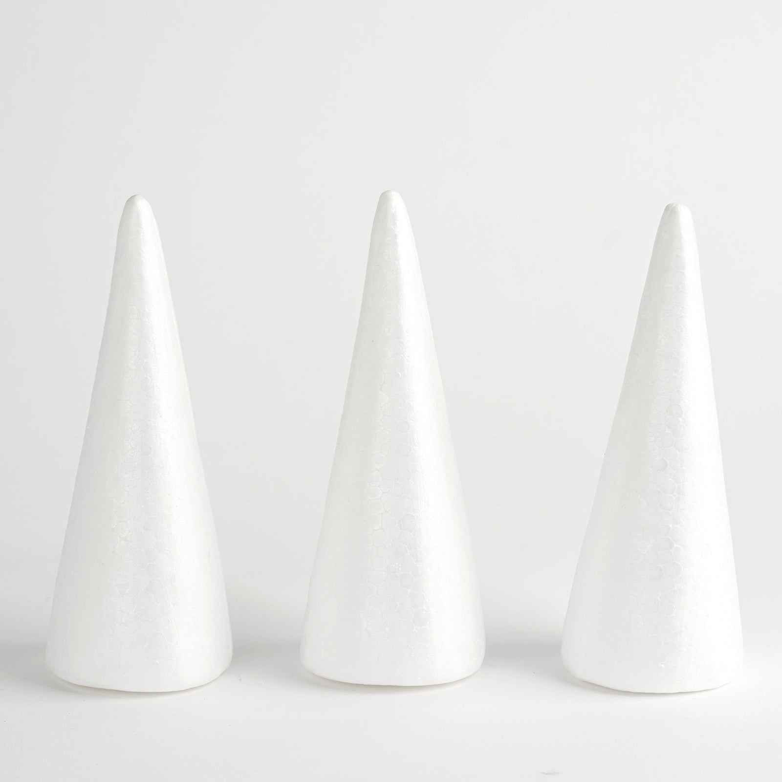 12 x Customizable Showcase Cones - 8 inch White Styrofoam