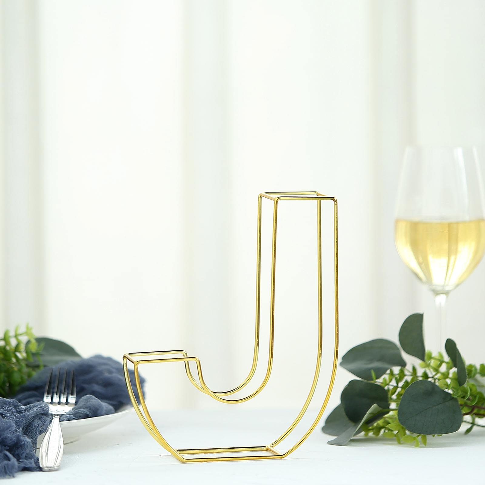 Gold Freestanding 3D Decorative Wire J Letter, Wedding Centerpiece 8 Tall