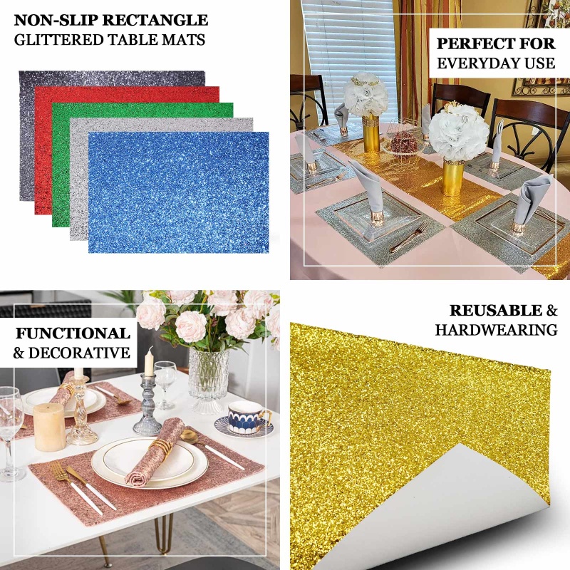Gold Metallic Non-Slip Placemats, Spiked