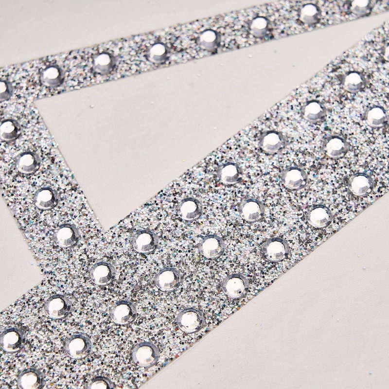 4 Silver Decorative Rhinestone Alphabet Letter Stickers DIY Crafts - S