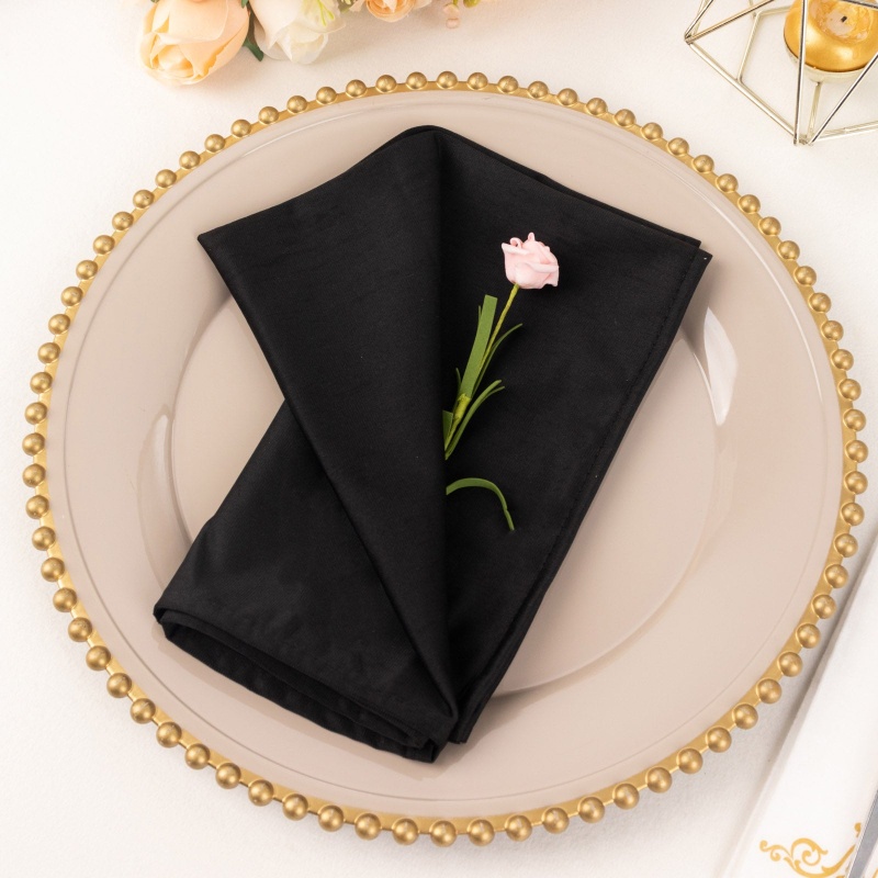 Efavormart 5 Pack Black Premium Scuba Cloth Napkins, Wrinkle-Free Reusable Dinner Napkins