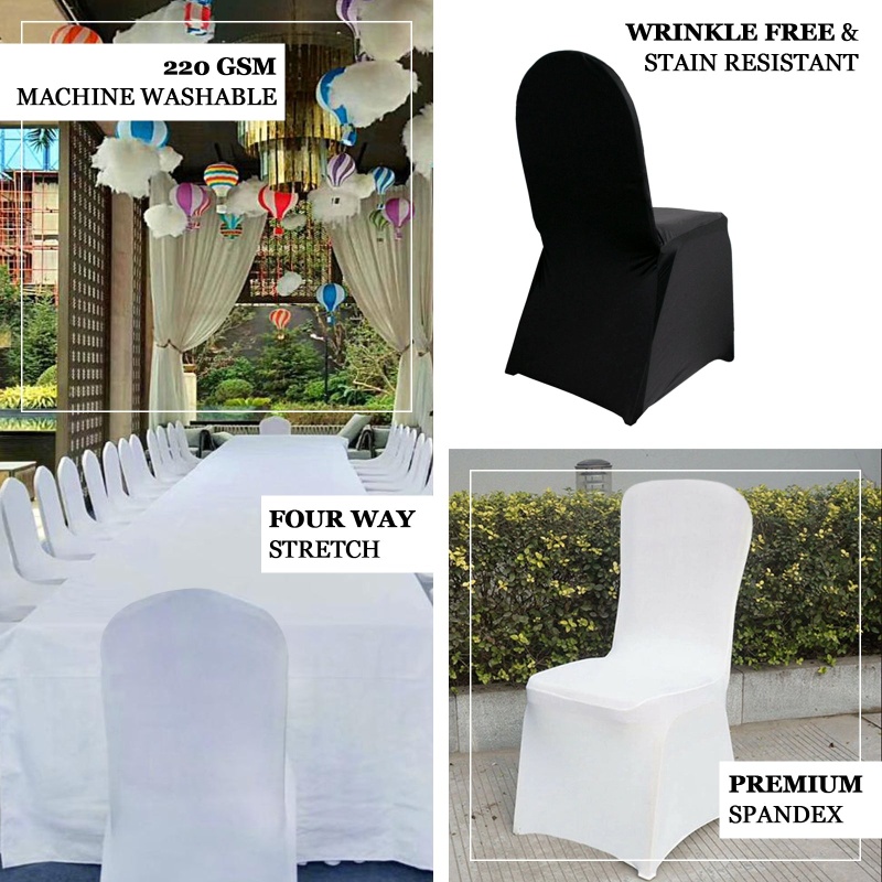 Buy 160 GSM White Stretch Spandex Banquet Chair Cover With Foot