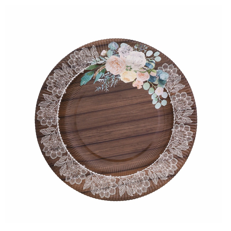 Brown Circular Flower Buffet Paper Plates, Paper GSM: 350, Size