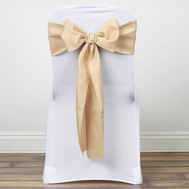 5 Pack Champagne Polyester Chair Sashes 6X108