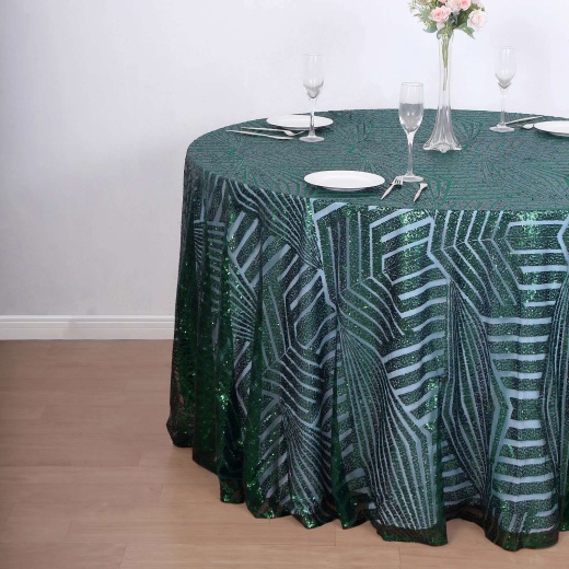 Velvet 120 Round Tablecloth - Emerald Green