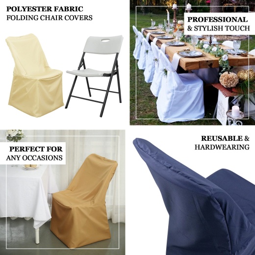 Beige Lifetime Polyester Reusable Folding Chair Cover