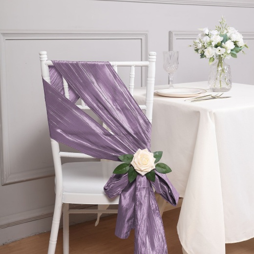 5 Pack Violet Amethyst Accordion Crinkle Taffeta Chair Sashes 6X106