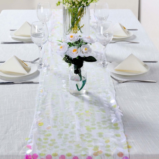 Iridescent Big Payette Sequin Table Runner 13X108