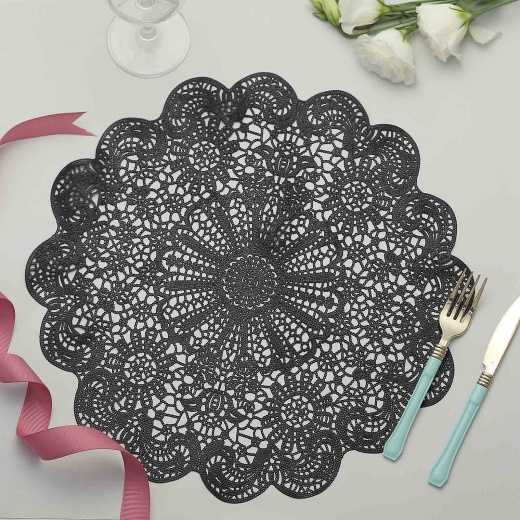 6 Pack  15 Silver Metallic Non-Slip Placemats