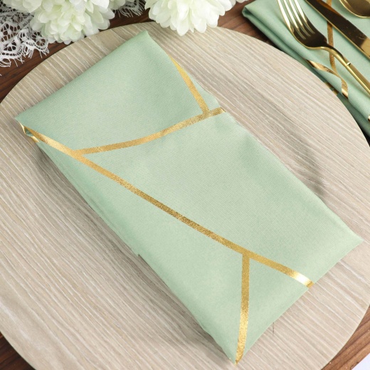 5 Pack, 20x20 Sage Green Polyester Linen Dinner Napkins
