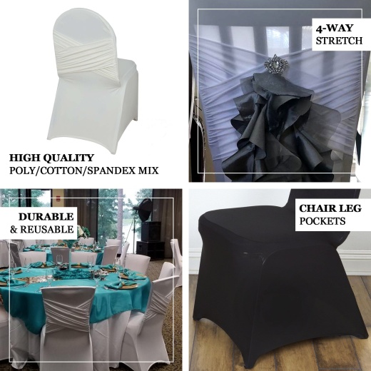 Ivory Madrid Spandex Fitted Banquet Chair Cover 180 Gsm
