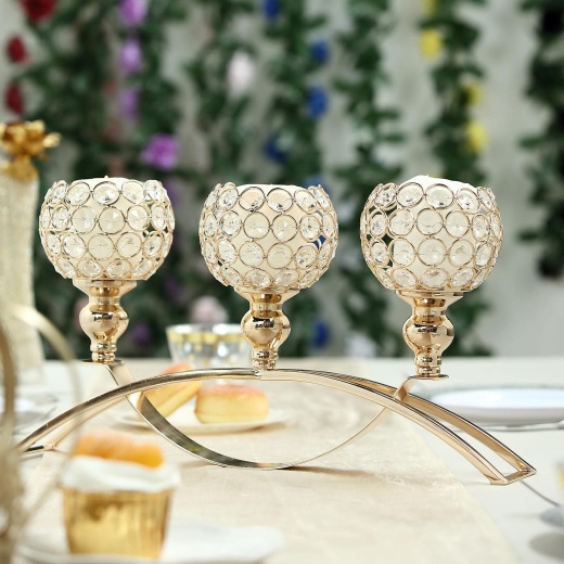 Three Arm Gilded Candle Sconces