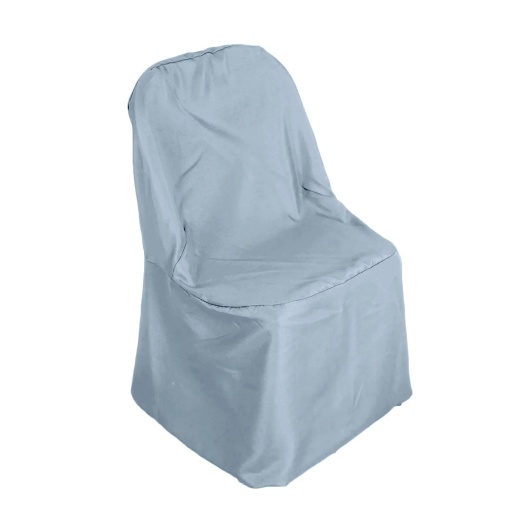 Dusty Blue Polyester Folding Round Chair Cover, Reusable Stain