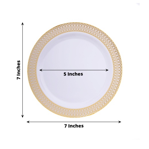Disposable Plastic Plates Gold, 7 Inches Plastic Dessert Plates