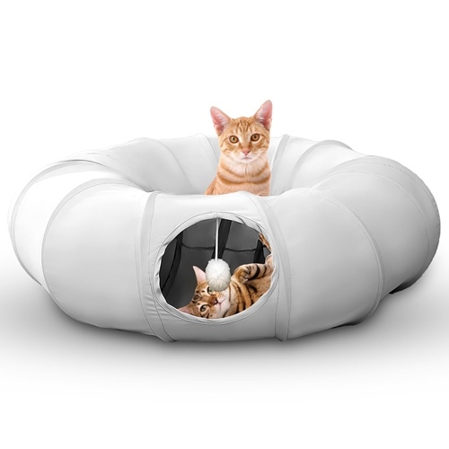 Imountek Indoor Cat Tunnel Bed with Interactive Hanging Ball Circle Cat Tunnel Cooling Fabric