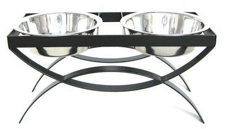 Seesaw Double Elevated Dog Bowl - Small/Black