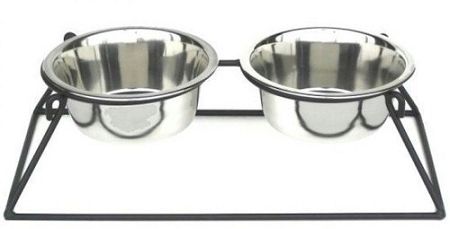 Pyramid Elevated Double Dog Feeder - Small/Black