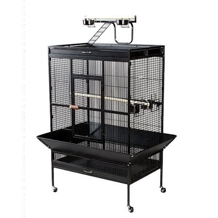 Select Wrought Iron Play Top Parrot Cage - Black