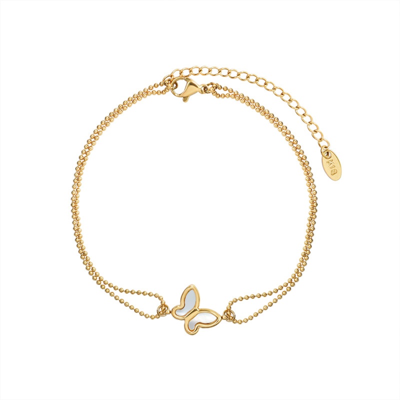 304 Stainless Steel Stylish Anklet Butterfly Animal 18K Real Gold Plated 20Cm(7 7/8") Long, 1 Piece