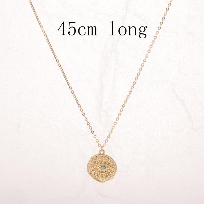 Eco-Friendly Exquisite Religious 14K Gold Color Copper Link Cable Chain Round Evil Eye Pendant Necklace For Women 45Cm(17 6/8") Long, 1 Piece