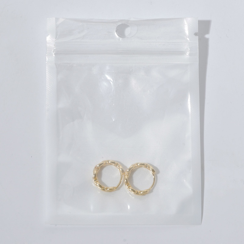 Eco-Friendly Simple & Casual Stylish 18K Real Gold Plated 304 Stainless Steel C Shape Wave Hoop Earrings For Women 3.2Cm X 2.7Cm, 1 Pair