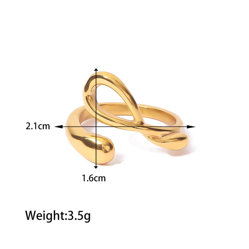 Eco-Friendly Ins Style Stylish 18K Real Gold Plated 304 Stainless Steel Open Twist Rings Unisex 21Mm(Us Size 11.5), 1 Piece