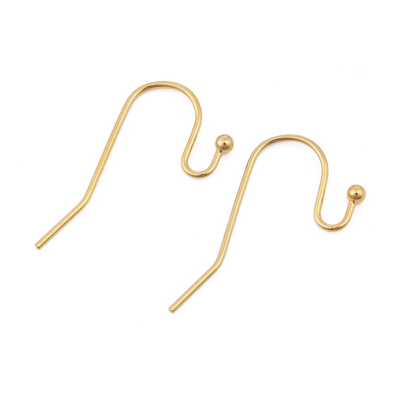 Copper Ear Wire Hooks Earring Findings 18K Real Gold Plated 21Mm( 7/8") X 11Mm( 3/8"), Post/ Wire Size: (21 Gauge), 20 Pcs
