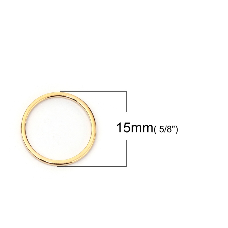 1Mm Copper Closed Soldered Jump Rings Findings Circle Ring 18K Real Gold Plated 15Mm( 5/8") Dia., 10 Pcs