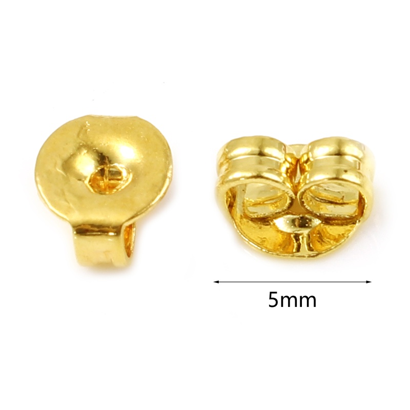 Copper Ear Nuts Post Stopper Earring Findings 18K Real Gold Plated Round Plating 5Mm Dia., 20 Pcs