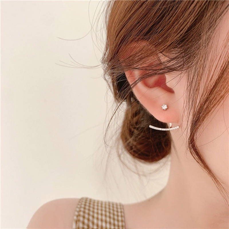 Eco-Friendly Exquisite Stylish 14K Gold Color Copper Curve Ear Post Stud Earrings For Women Party 19Mm X 15Mm, 1 Pair