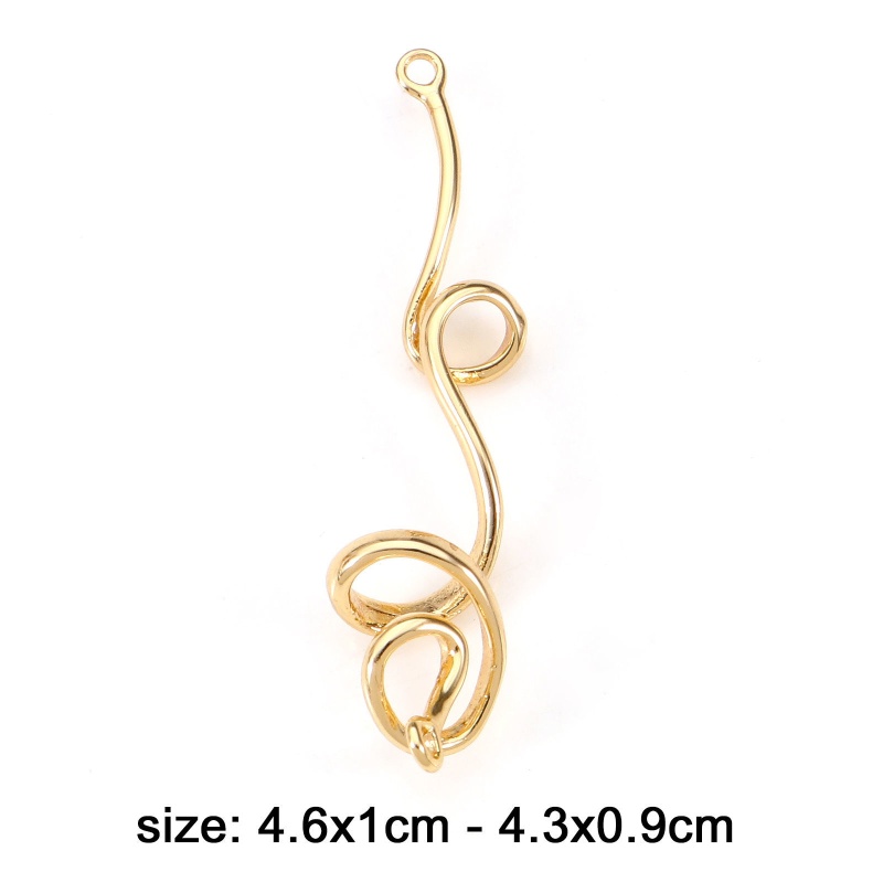 Copper Connectors Charms Pendants Spiral 18K Real Gold Plated 3D 4.6X1cm - 4.3X0.9Cm, 2 Pcs