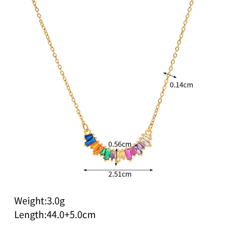 Eco-Friendly Vacuum Plating Stylish Simple 18K Real Gold Plated 304 Stainless Steel & Cubic Zirconia Curb Link Chain Irregular Rectangle Pendant Necklace For Women Party 44Cm(17 3/8") Long, 1 Piece