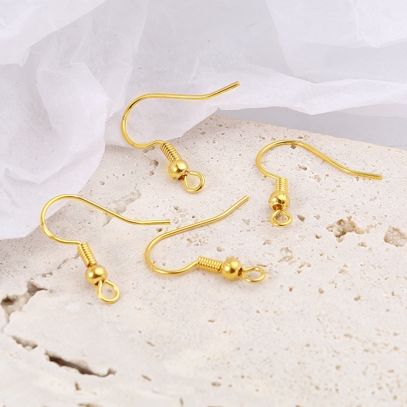 Copper Ear Wire Hooks Earring 18K Real Gold Plated W/ Loop 18Mm X 18Mm, Post/ Wire Size: (21 Gauge), 20 Pcs